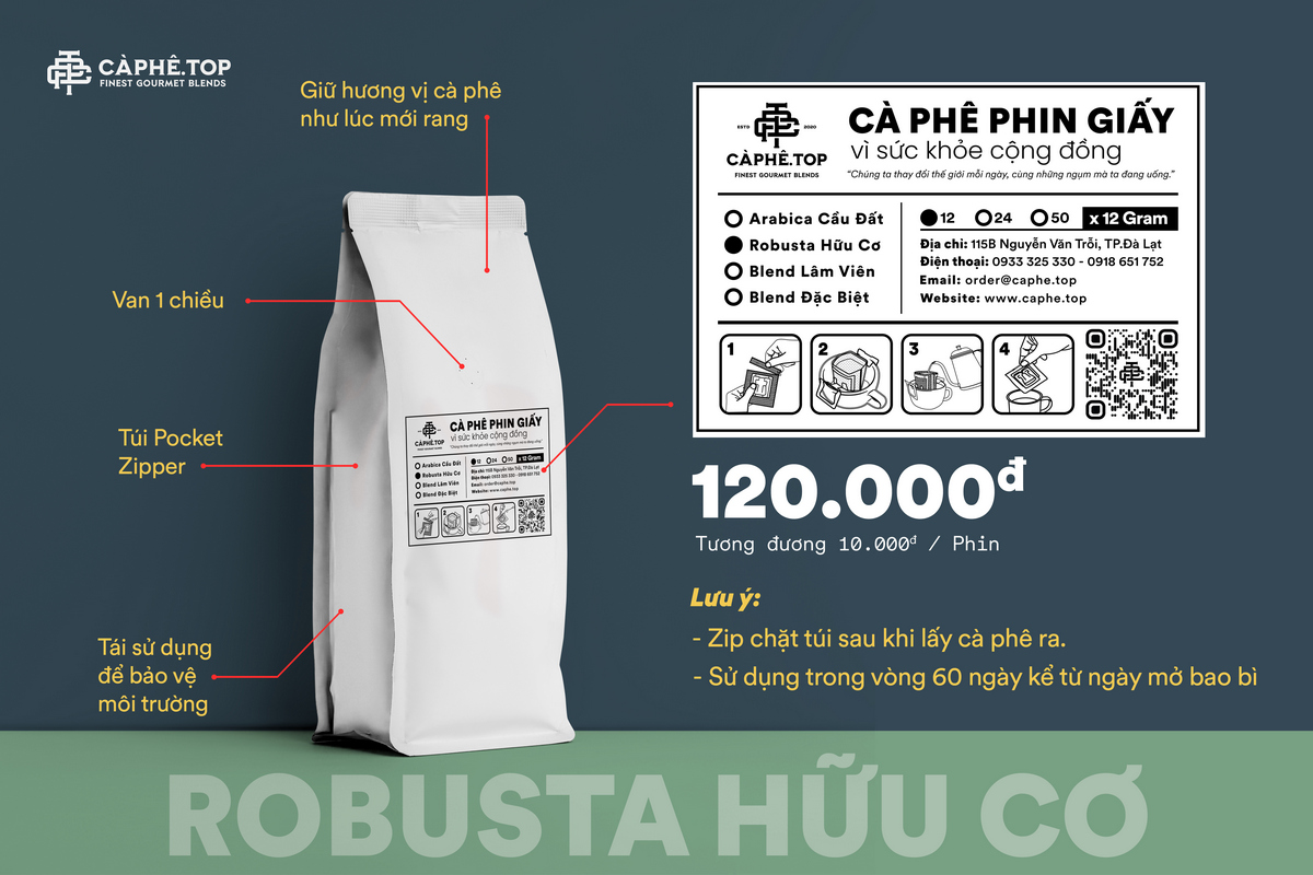 Robusta Hữu Cơ 12 phin